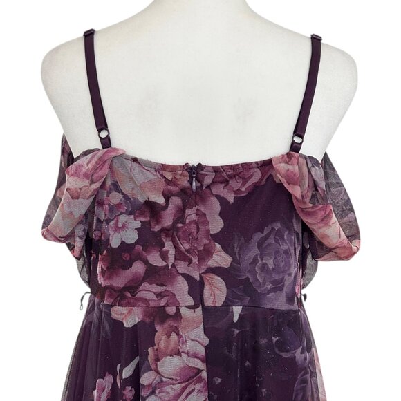 Candalite Spaghetti Strap Floral Sheer Sparkly Fairy Whimisgoth Maxi Dress (PL) - Picture 11 of 16